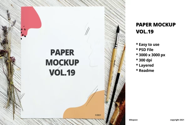 海报素描作品展示纸张样机PSD设计模板