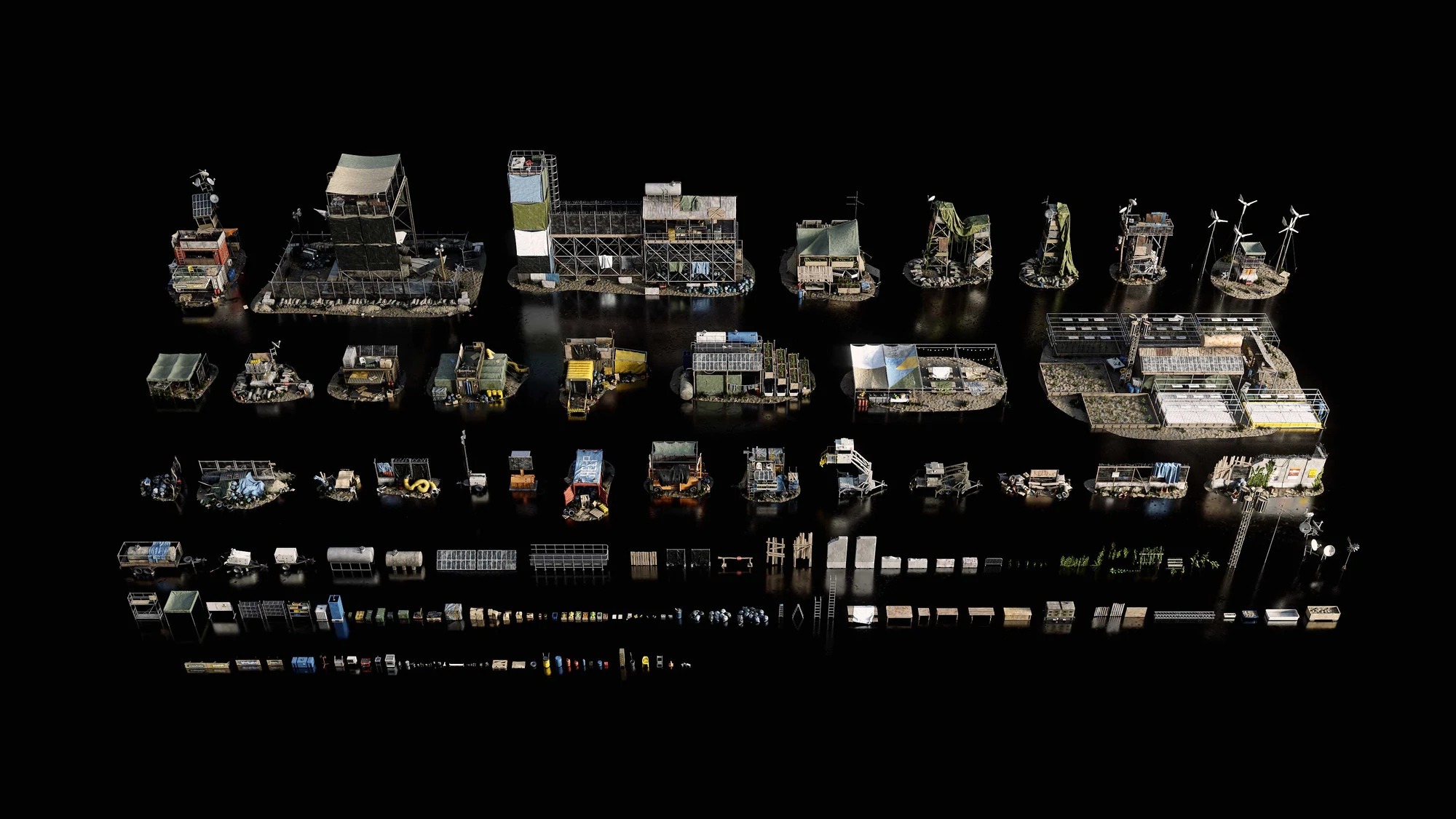 废墟模型补给站模型非军事隔离区3D模型合集Kitbash3D -DMZ