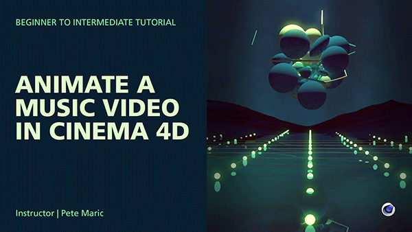 C4D教程-C4D音乐视频三维元素音频同步可视化动画教程包含中英字幕