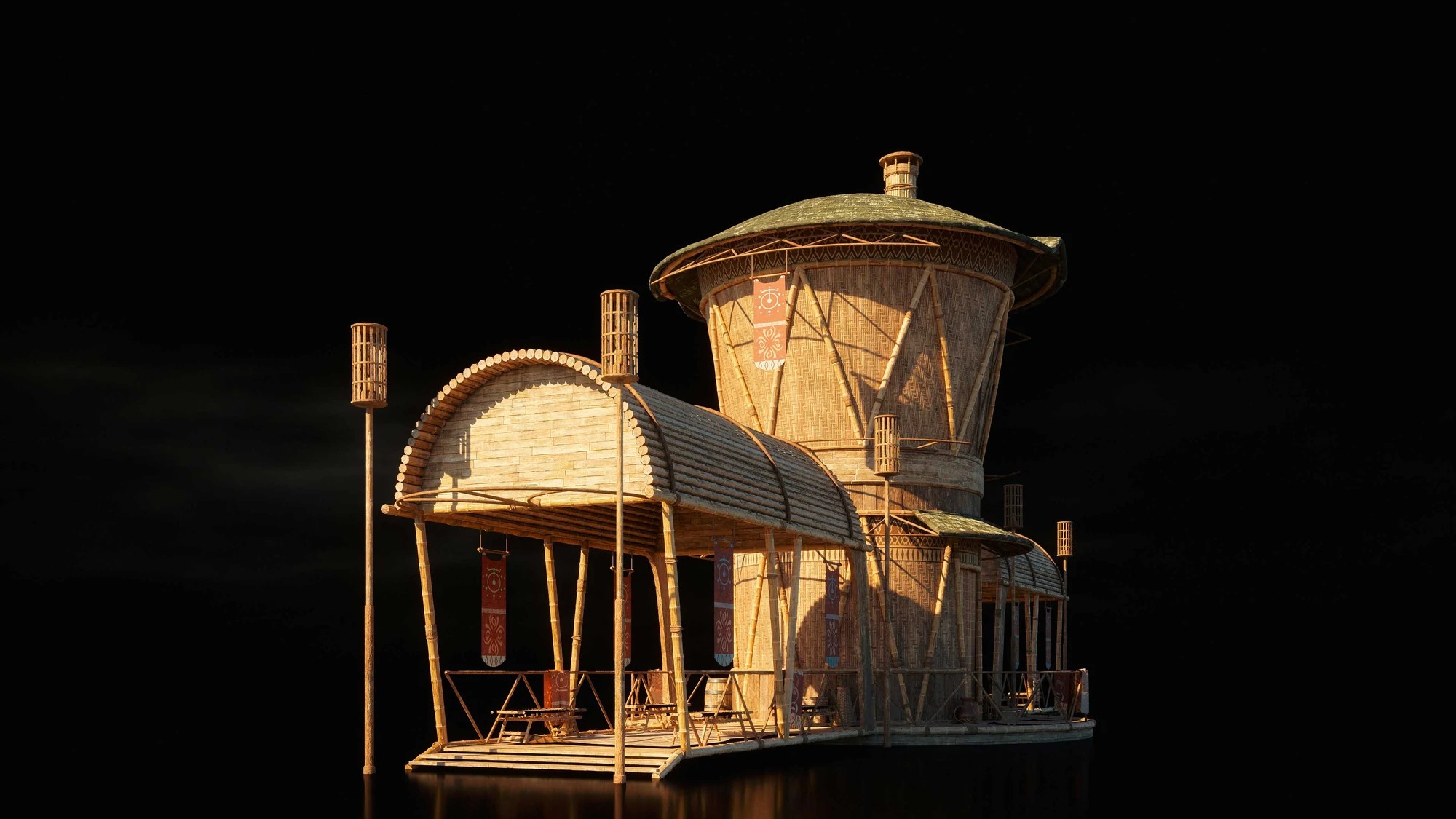 原始部落建筑3D模型老式建筑模型下载Kitbash3d-gaea