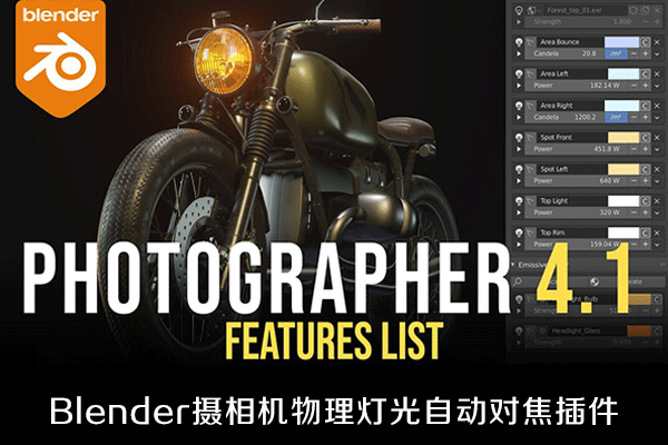 Blender插件-摄相机物理灯光自动对焦插件Photographer v4.5.6