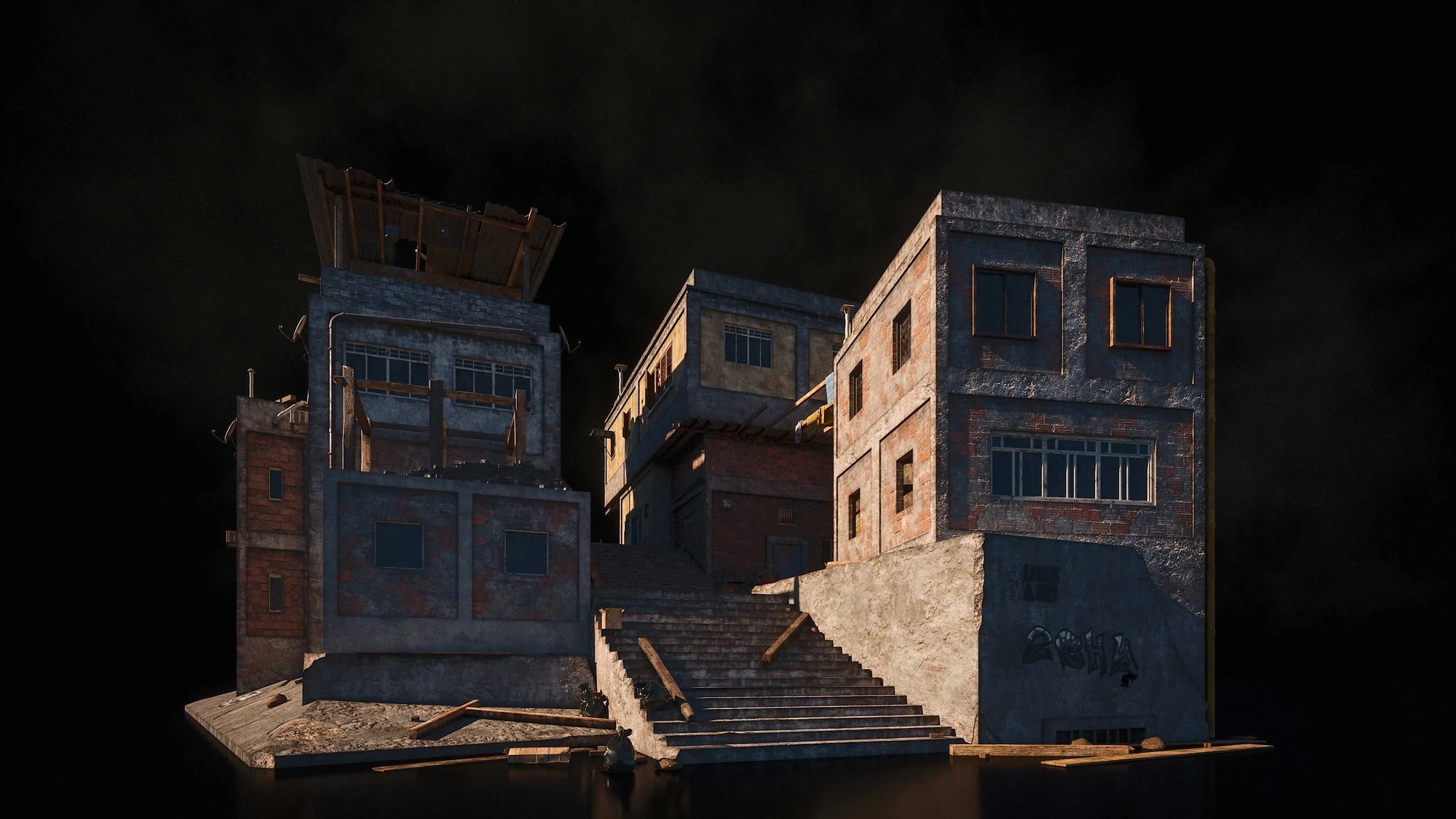 三维场景贫民窟建筑3D模型下载Kitbash3d-Favelas