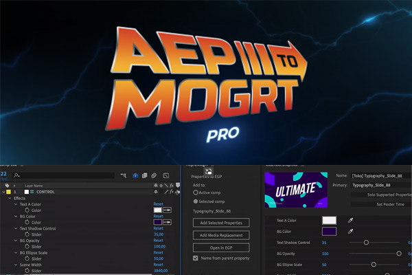 AE脚本-AE工程转换PR运动图形模板预设工具+使用教程Aep to Mogrt Pro v2.1