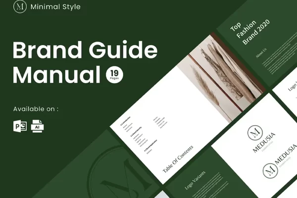 简单优雅的品牌指南PPT模板幻灯片模板下载