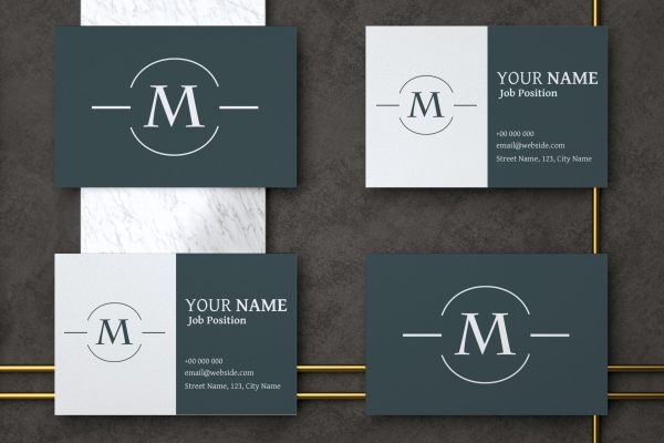 四个典雅大气的名片设计展示PSD样机模板