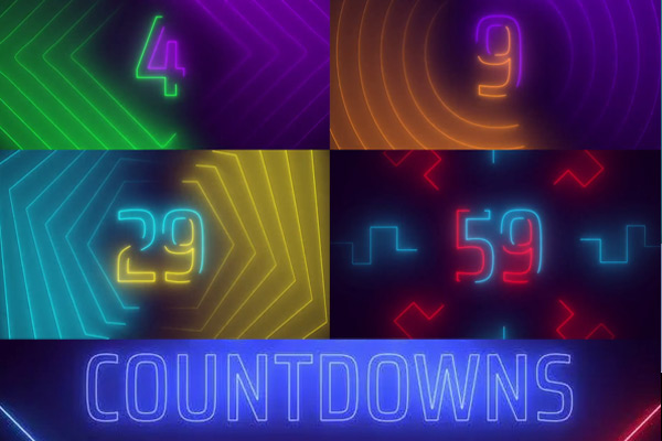 AE模板-霓虹灯线条发光数字倒计时开场片头图形动画模板