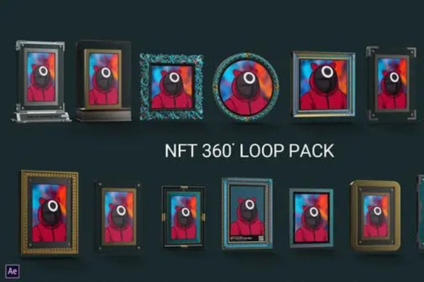AE模板-NFT卡片360度循环旋转展示动画