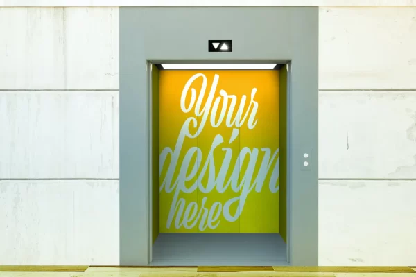 电梯门广告设计展示PSD样机素材