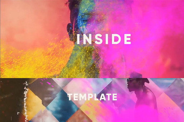 达芬奇模板-炫酷的彩色粉末飞溅快闪图片文字片头模板