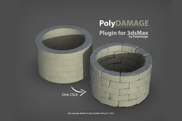 3DS MAX插件-中文汉化版三维模型添加损坏瑕疵细节纹理效果插件PolyDamage V1.5.2