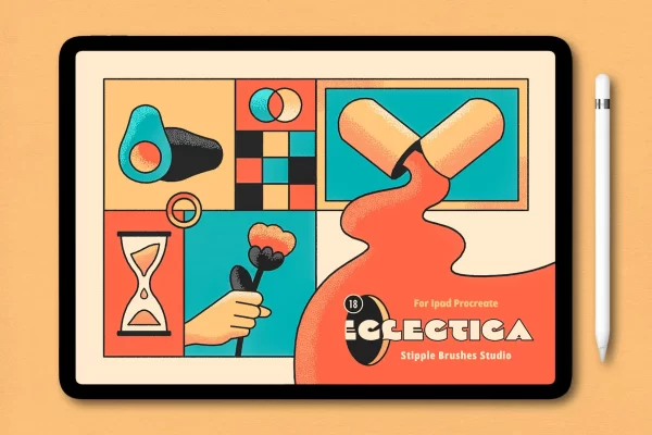 复古怀旧系列折中主义纹理笔刷Procreate笔刷