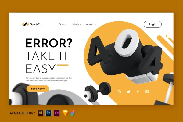 网站错误404页主题网站着陆页3D插画素材