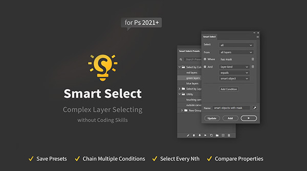 PS插件-复杂图层智能选择脚本Smart Select - Complex Layer Selecting v1.0.3