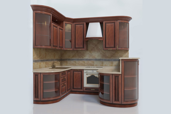 C4D模型-中式橱柜模型实木橱柜模型厨房家具3D模型