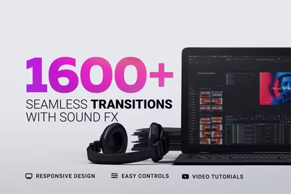 AE脚本-中文汉化1600种蒙太奇电影全景摄像机缩放冲击故障切割水墨笔刷遮罩图形无缝视频转场