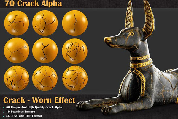 70张磨损开裂贴图裂缝贴图裂痕贴图 70 Crack Alpha – VOL 01