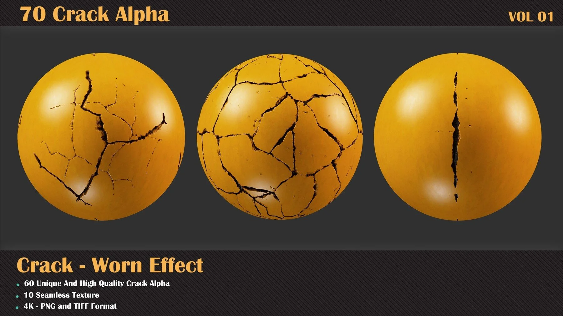 70张磨损开裂贴图裂缝贴图裂痕贴图alpha 70 Crack Alpha - VOL 01