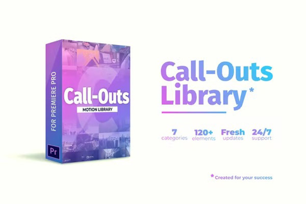 PR/AE模板-120组简约呼出线条指针标注介绍动画Call-Outs Library