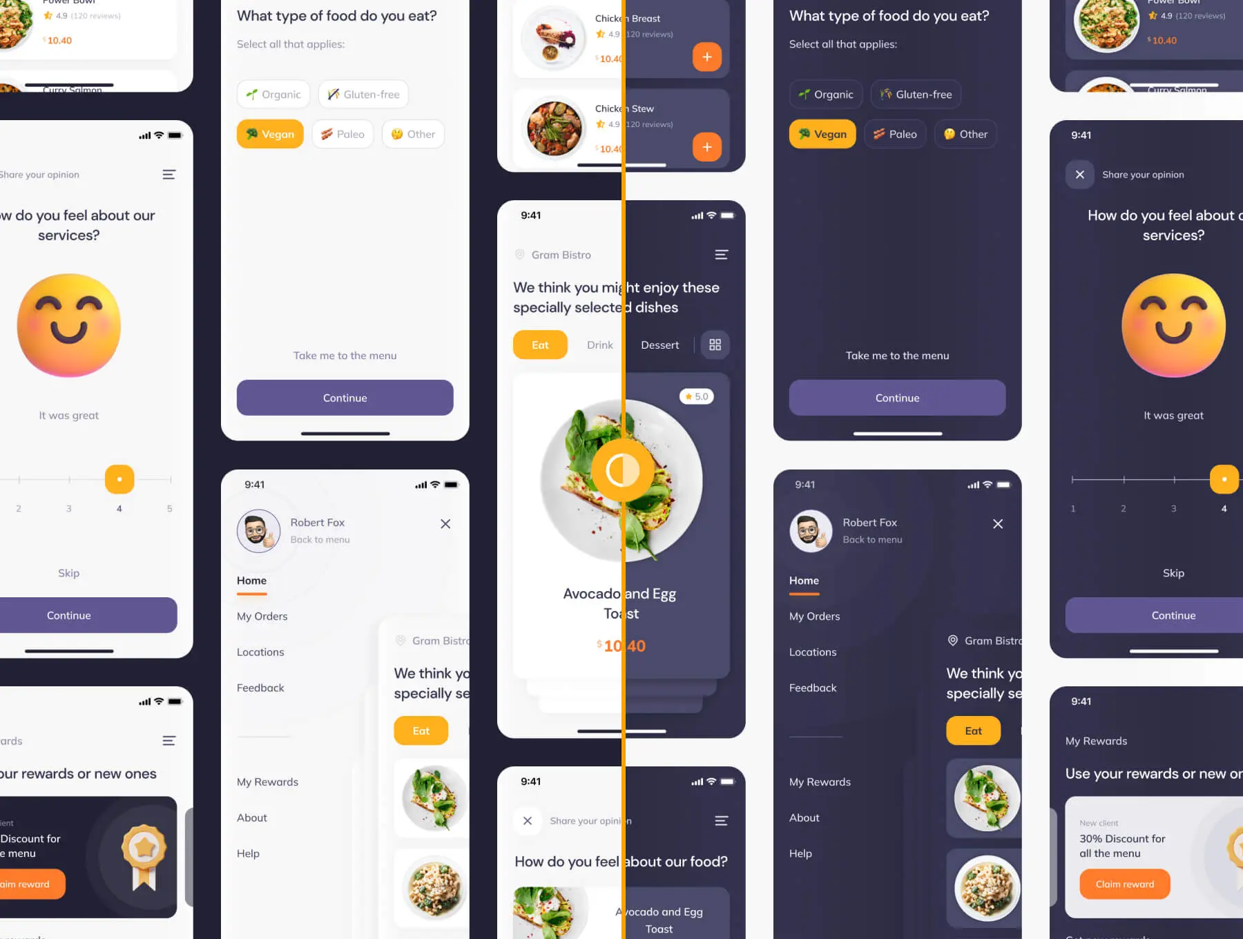餐厅饭店智能菜单App移动 UI套件