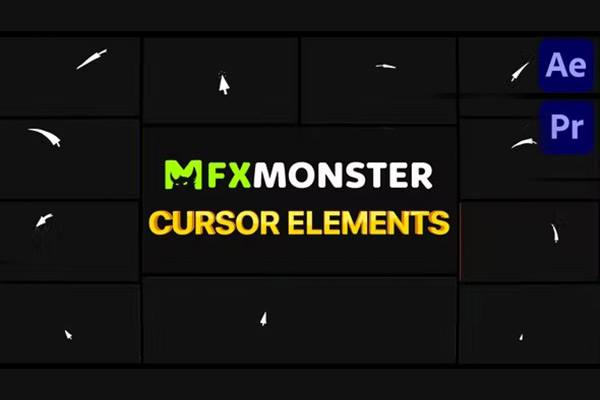 AE脚本/PR模板-动态卡通游标光标动画元素Cursors Elements