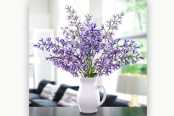 C4D模型-鲜花模型白色陶瓷花瓶小薰衣草模型