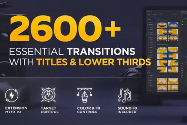 PR脚本-2600组扭曲水墨笔刷图形切割摄像机无缝转场预设