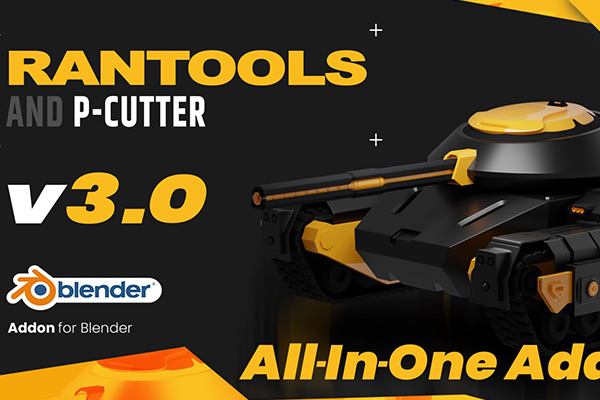 Blender插件-硬表面建模灯光渲染材质修改器快速切刀纹理烘焙插件Rantools (And P-Cutter) All-In-One Addon