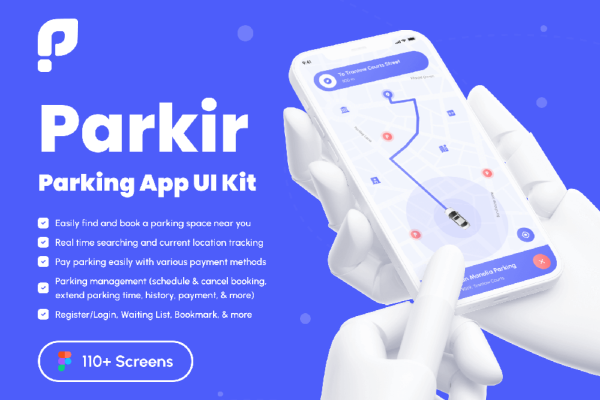 停车App应用程序界面 UI套件素材