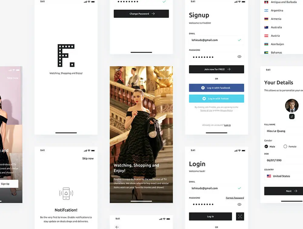 名人衣橱在线购物App应用程序 UI 套件