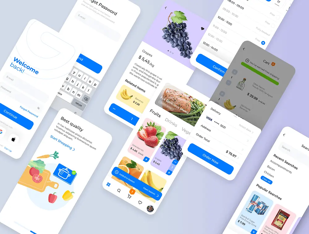 蔬果杂货店电商App应用程序UI设计工具包