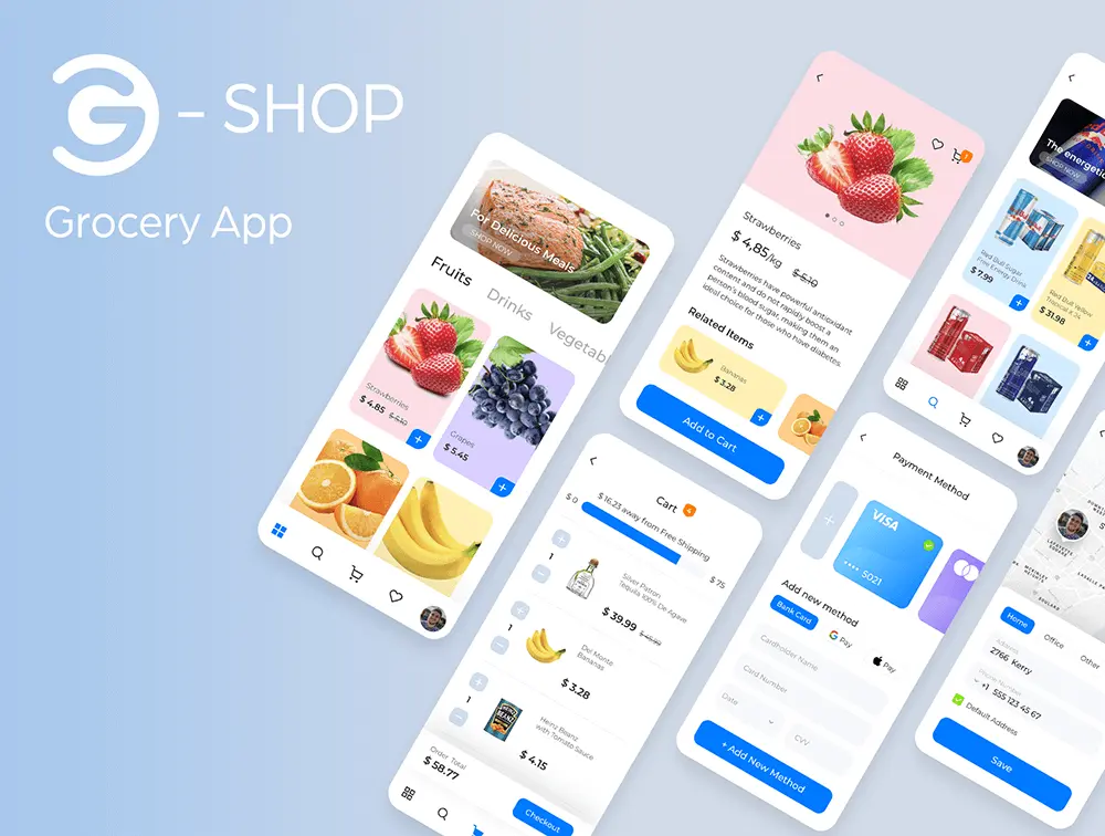 蔬果杂货店电商App应用程序UI设计工具包