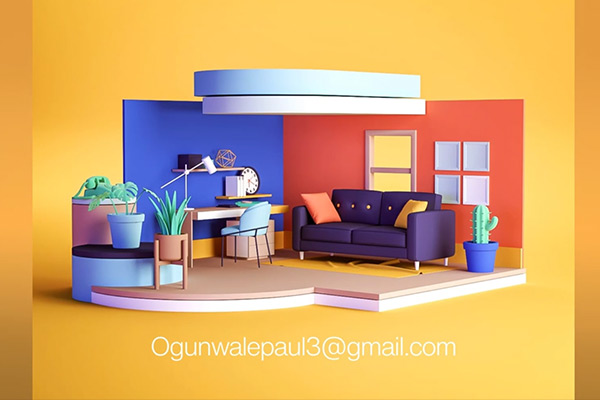 C4D教程-动态图形房子变形动画教程包含中文字幕工程文件Creating an animated room for motion graphics