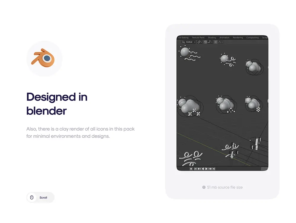 50个天气3D图标Blender模型图标UI设计素材