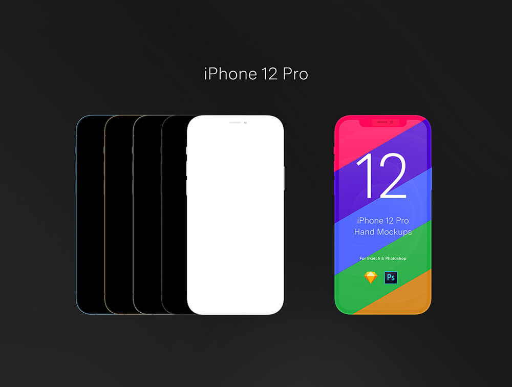 单色和黑白手持iPhone 12 Pro手机样机PSD设计素材