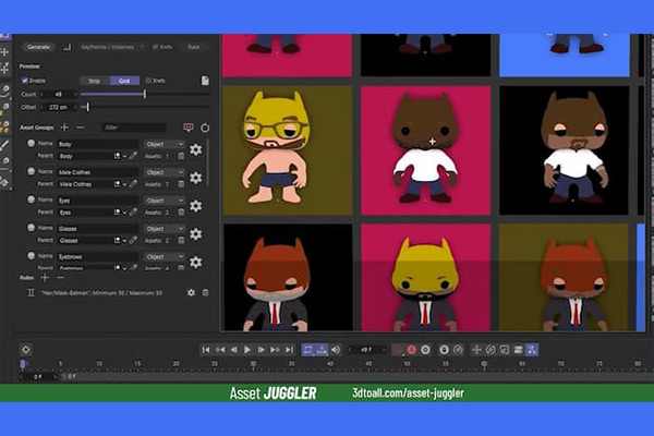 C4D插件-资产组合变形展示插件+视频教程3DtoAll Asset Juggler V1.3 For Cinema 4D R17-R26 Win