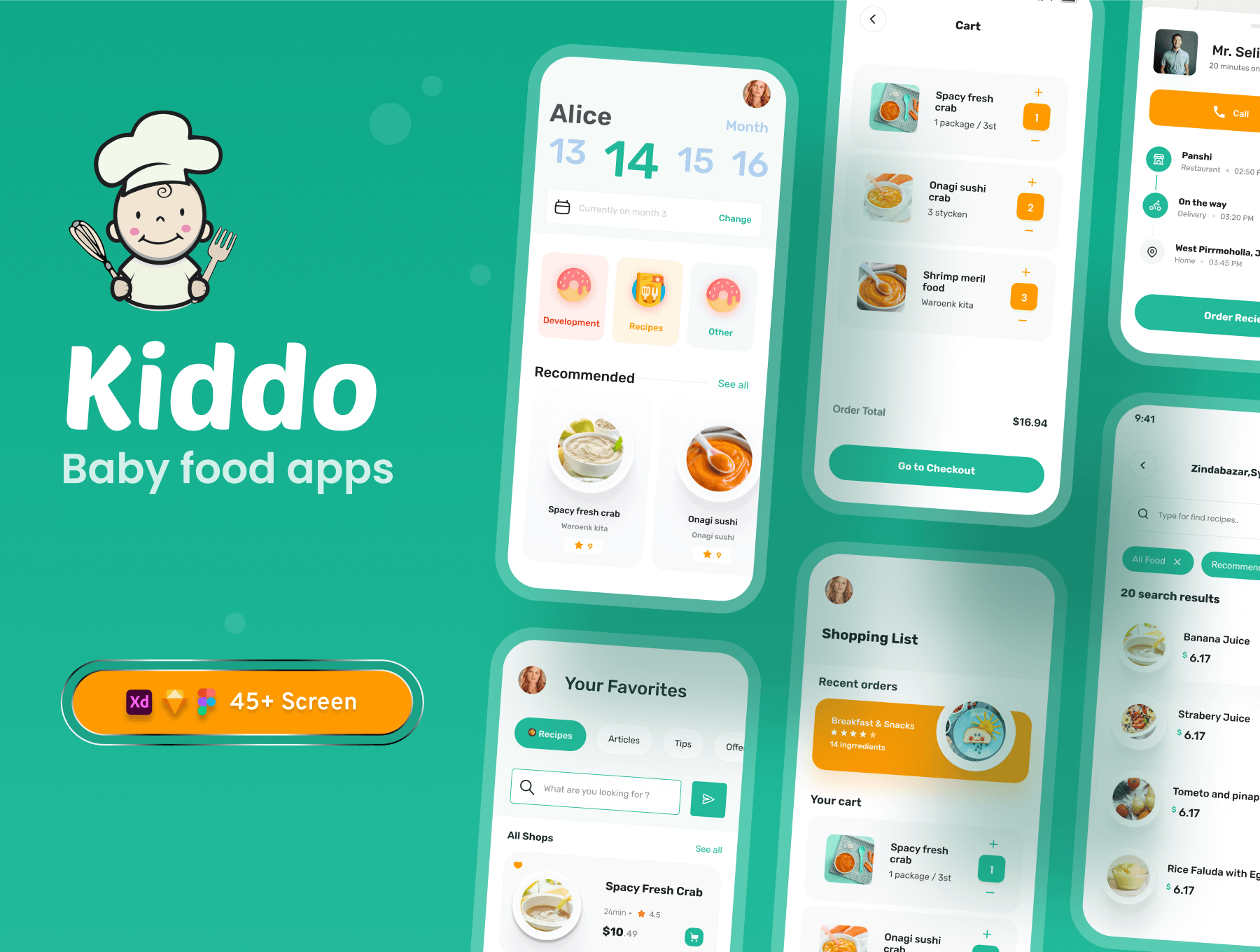 婴儿食品点餐平台App应用程序UI套件