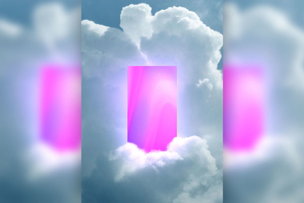 白云未来抽象门视觉海报PSD设计素材