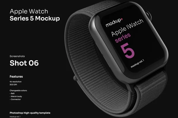 Apple Watch Series 5苹果智能手表高品质PSD样机素材Apple Watch Series 5 Mockup