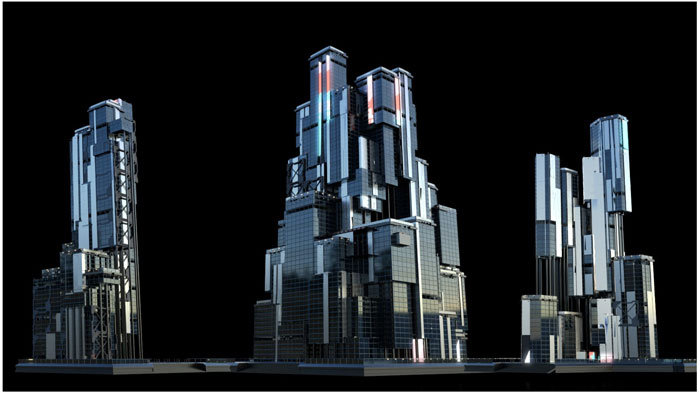 30个科幻城市高楼建筑3D模型合集科幻现代建筑模型C4D+OC