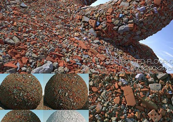 3D贴图-高精度碎石地面贴图废墟地面贴图碎石贴图