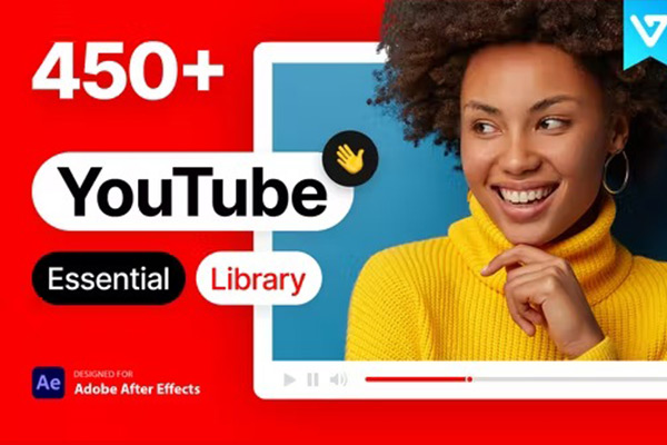 AE脚本-网络视频包装宣传开场文字标题字幕条排版动画 Youtube Essential Library V6