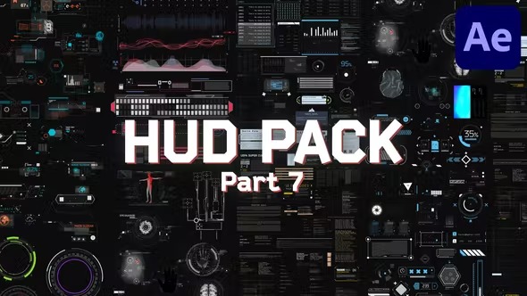 AE模板-150种科技感界面HUD元素数据扫描动画 HUD Pack | Part 7