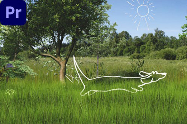 PR模板-创意素描手绘线条小狗LOGO标志展示片头 Dog Intro