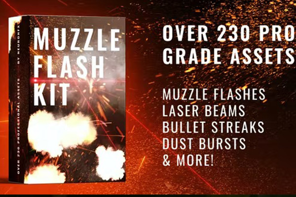 AE模板-枪口闪光射击火花视觉特效动画 Real Muzzle Flash Kit