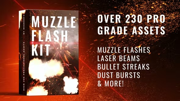 AE模板-枪口闪光射击火花视觉特效动画 Real Muzzle Flash Kit