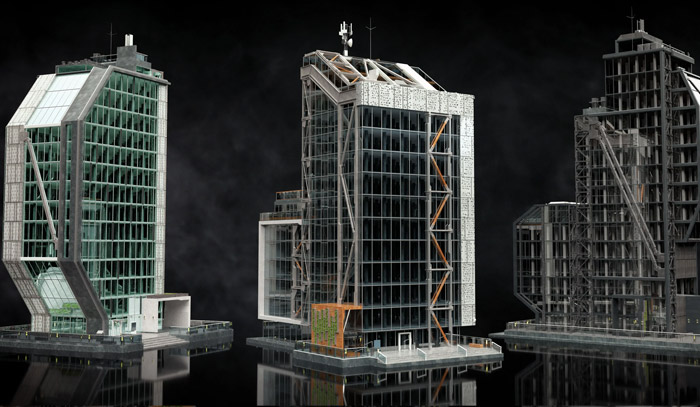 玻璃写字楼建筑模型现代摩天大楼购物中心大楼3D模型