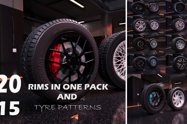 3D模型-20个运动汽车轮毂轮胎模型轮辋3D模型合集