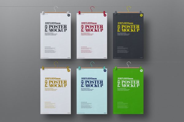 400 x 600mm吊挂衣架海报展示样机套件 Poster Mockup 400 x 600 Hanger Set