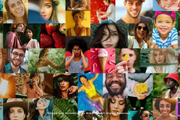 PR模板-简单实用照片墙汇聚企业品牌LOGO标志片头动画