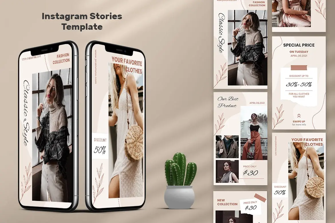 服装品牌故事PPT&Instagram模板素材 Pratomina – Powerpoint & Instagram Template